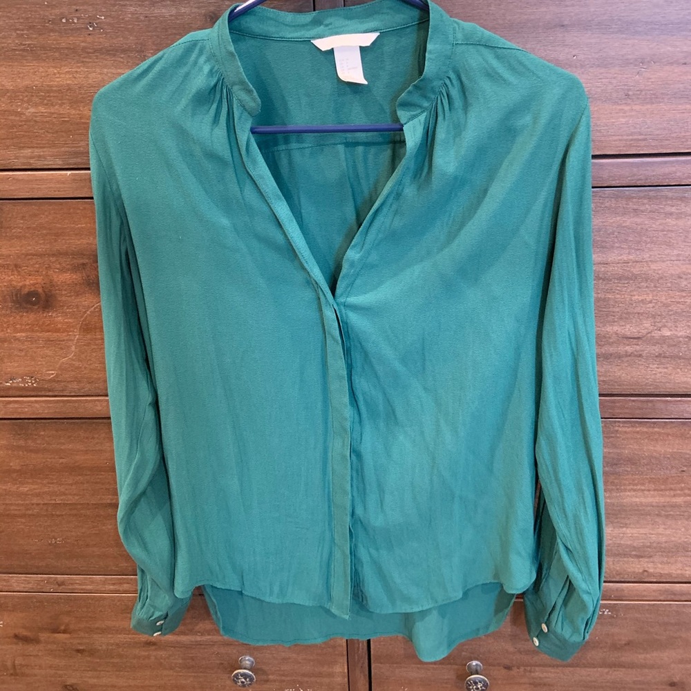 H&M emerald green blouse